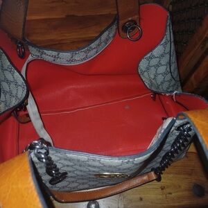 Source Unknown Red and Tan Tote Bag